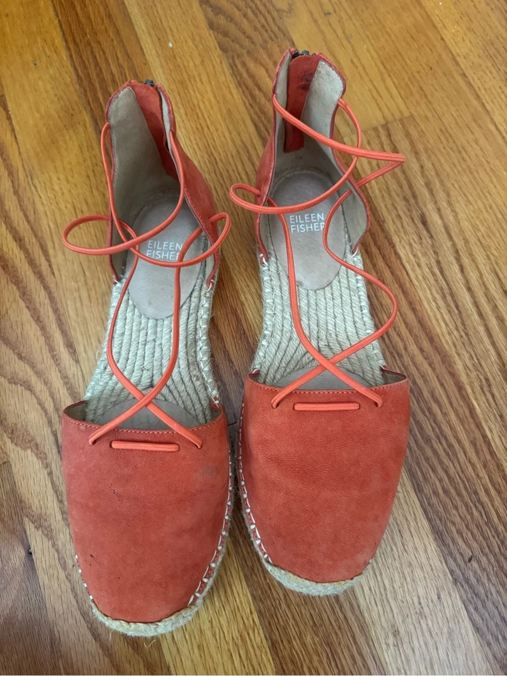 Elieen Fisher Coral Suede Espadrille Bungee Flats, 9